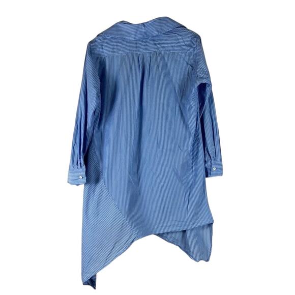 Zara Blue 100% Cotton Striped Asymmetric Shirt Dress - Picture 4 of 5